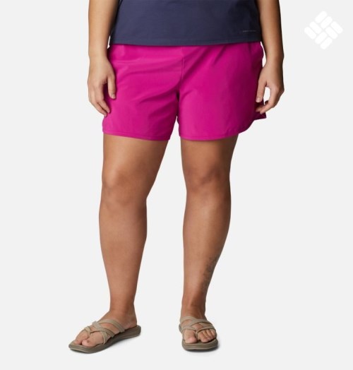 Women's Columbia Pleasant Creek Stretch Shorts Fuchsia | Plus Size CA-DL3C0